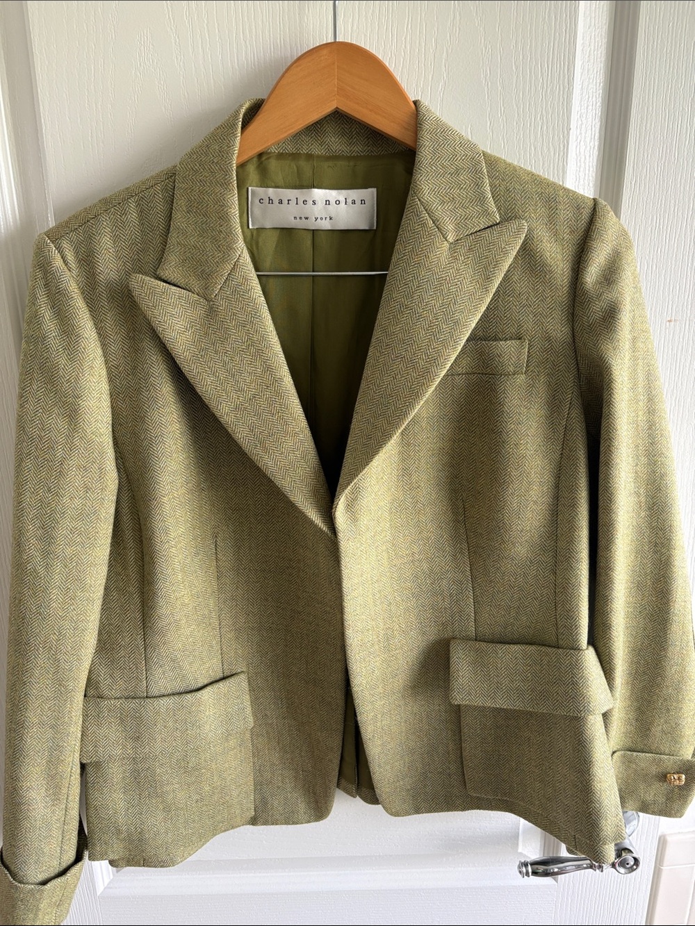 Charles Nolan Green Tweed Blazer